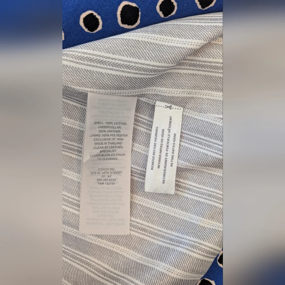 Coach Woman's Trench Coat Royal Blue Jacket Leather Collar 100% Cotton Size M - Picture 10 of 17